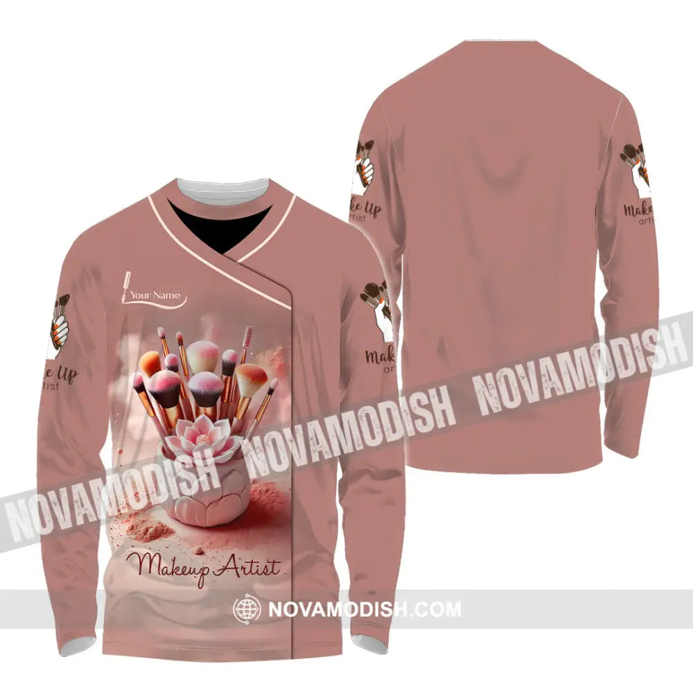 Unisex Shirt Custom Name Makeup Artist Polo Long Sleeve / S T-Shirt