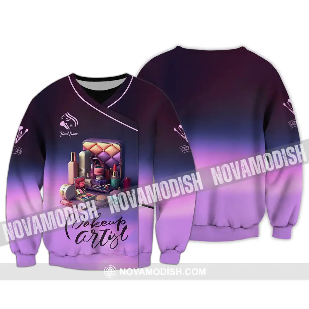 Unisex Shirt Custom Name Makeup Artist T-Shirt Gift For Long Sleeve / S
