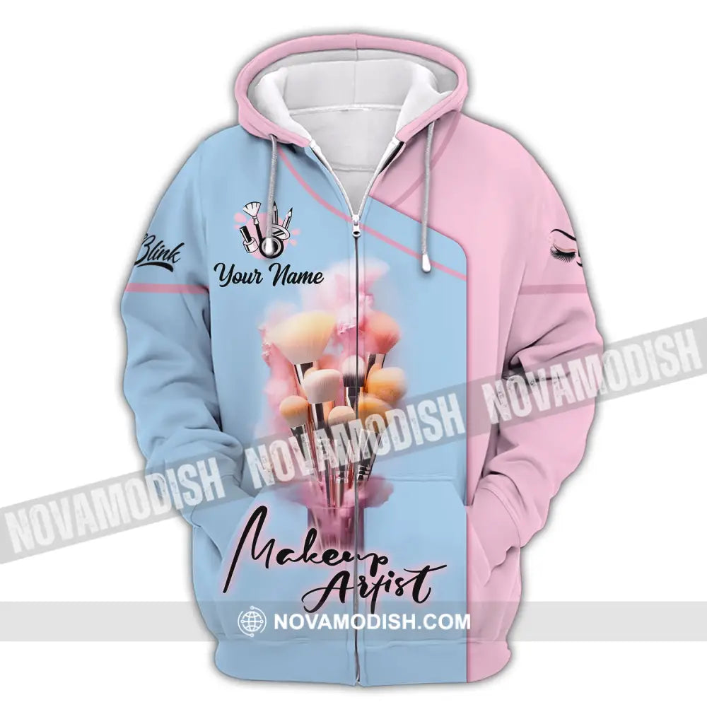 Unisex Shirt Custom Name Makeup Artist T-Shirt Workwear Zipper Hoodie / S