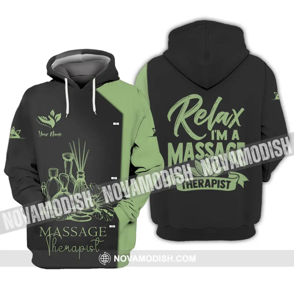 Unisex Shirt - Custom Name Massage Therapist Shirt Green Tea Hoodie / S T-shirt