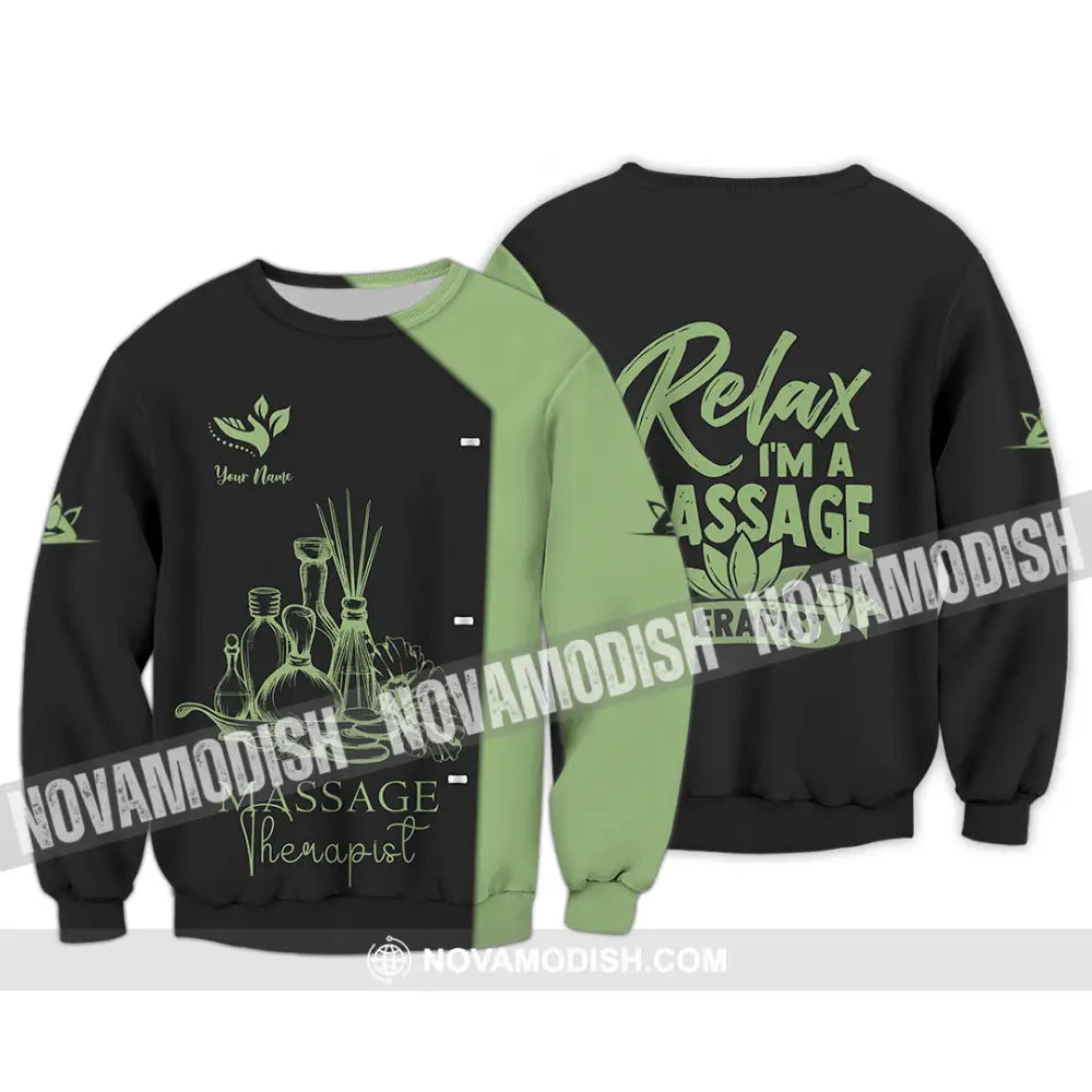 Unisex Shirt - Custom Name Massage Therapist Shirt Green Tea Long Sleeve / S T-shirt