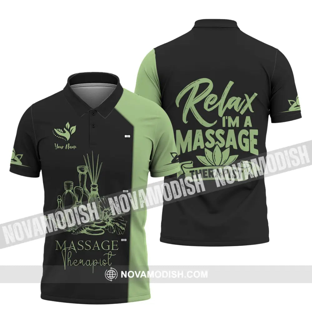 Unisex Shirt - Custom Name Massage Therapist Shirt Green Tea Polo Shirt / S T-shirt