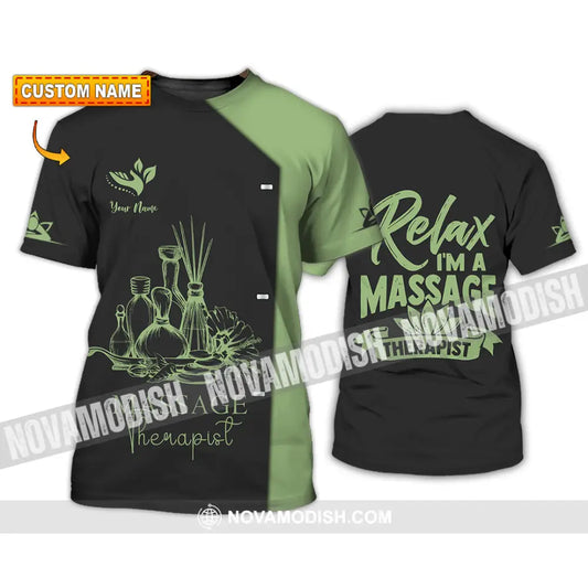 Unisex Shirt - Custom Name Massage Therapist Shirt Green Tea T-shirt