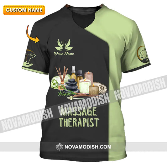 Unisex Shirt - Custom Name Massage Therapist Shirt Green Tea T-shirt