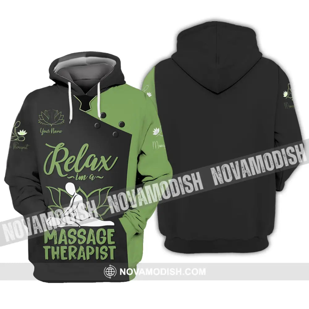 Unisex Shirt - Custom Name Massage Therapist Shirt Green Massage Tools Hoodie / S T-shirt