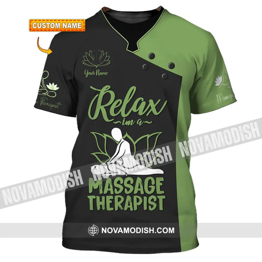 Unisex Shirt - Custom Name Massage Therapist Shirt Green Massage Tools T-shirt