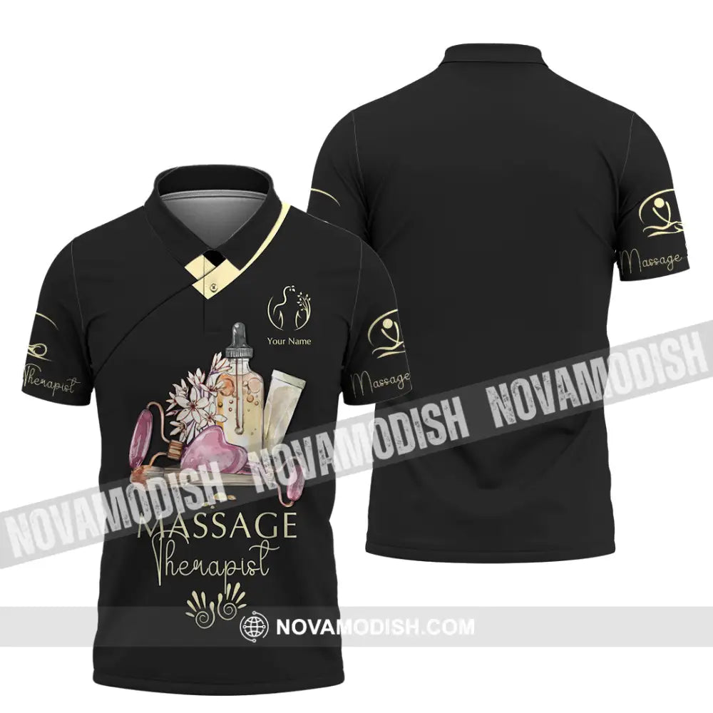 Unisex Shirt - Custom Name Massage Therapist Shirt Lemon Yellow Massage Tools Polo Shirt / S T-shirt