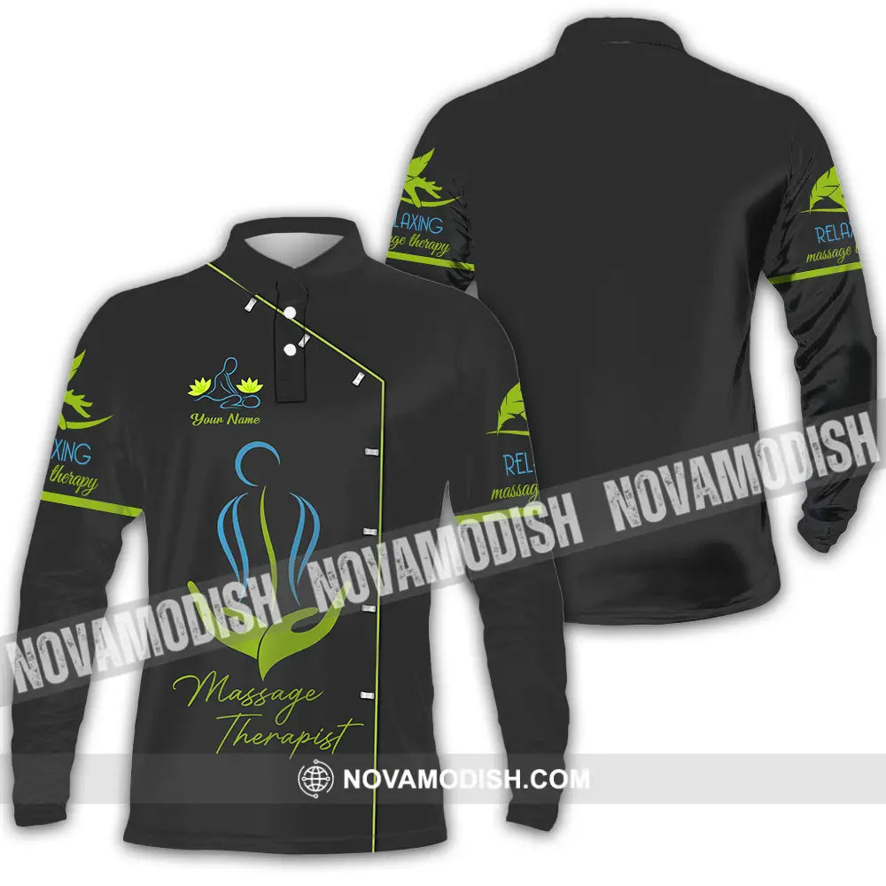 Unisex Shirt - Custom Name Shirt Massage Therapist Long Sleeve Polo / S T-shirt