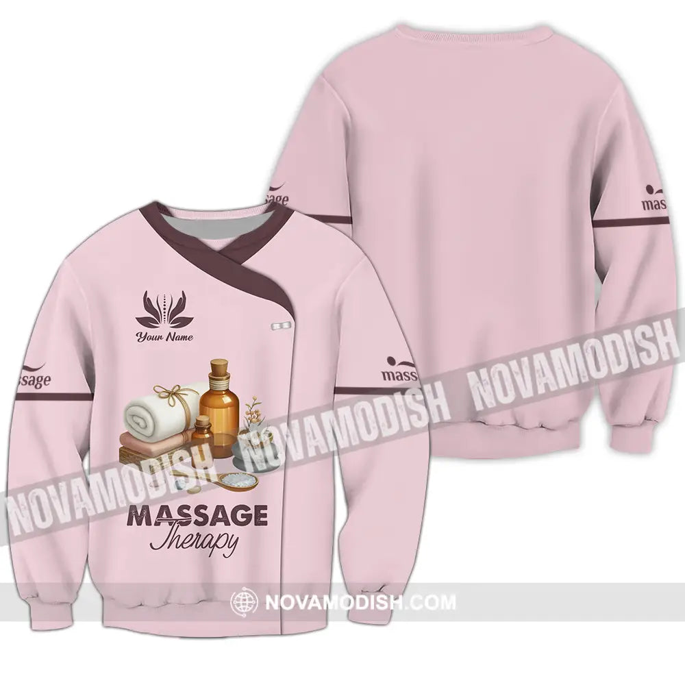 Unisex Shirt - Custom Name Massage Therapist Shirt Lotus Long Sleeve / S T-shirt