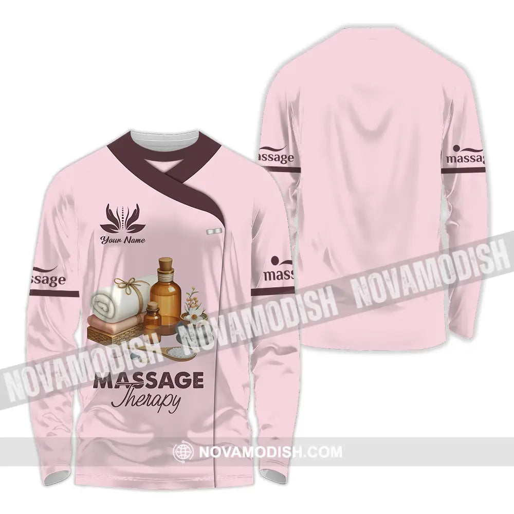 Unisex Shirt - Custom Name Massage Therapist Shirt Lotus Long Sleeve Shirt / S T-shirt