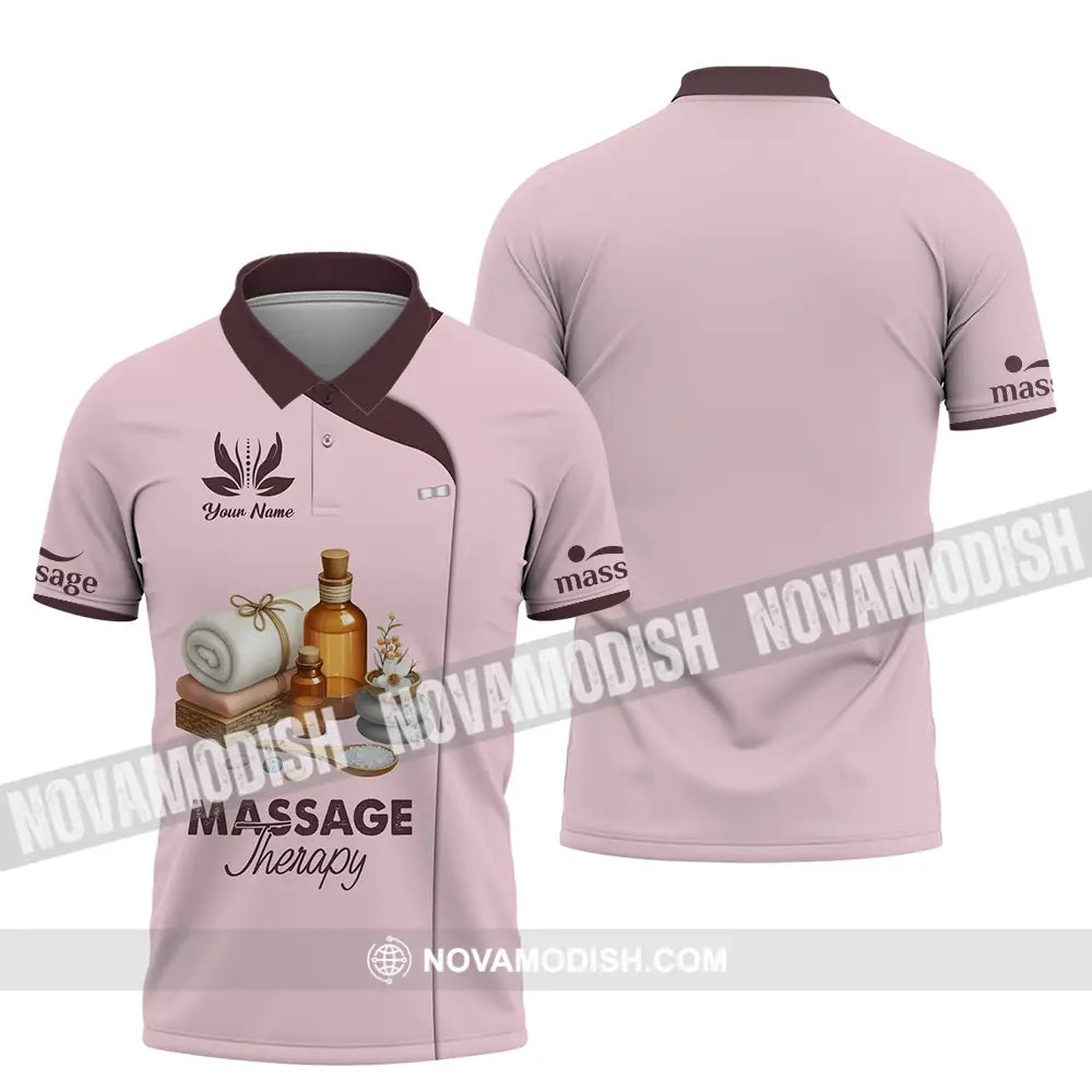 Unisex Shirt - Custom Name Massage Therapist Shirt Lotus Polo Shirt / S T-shirt