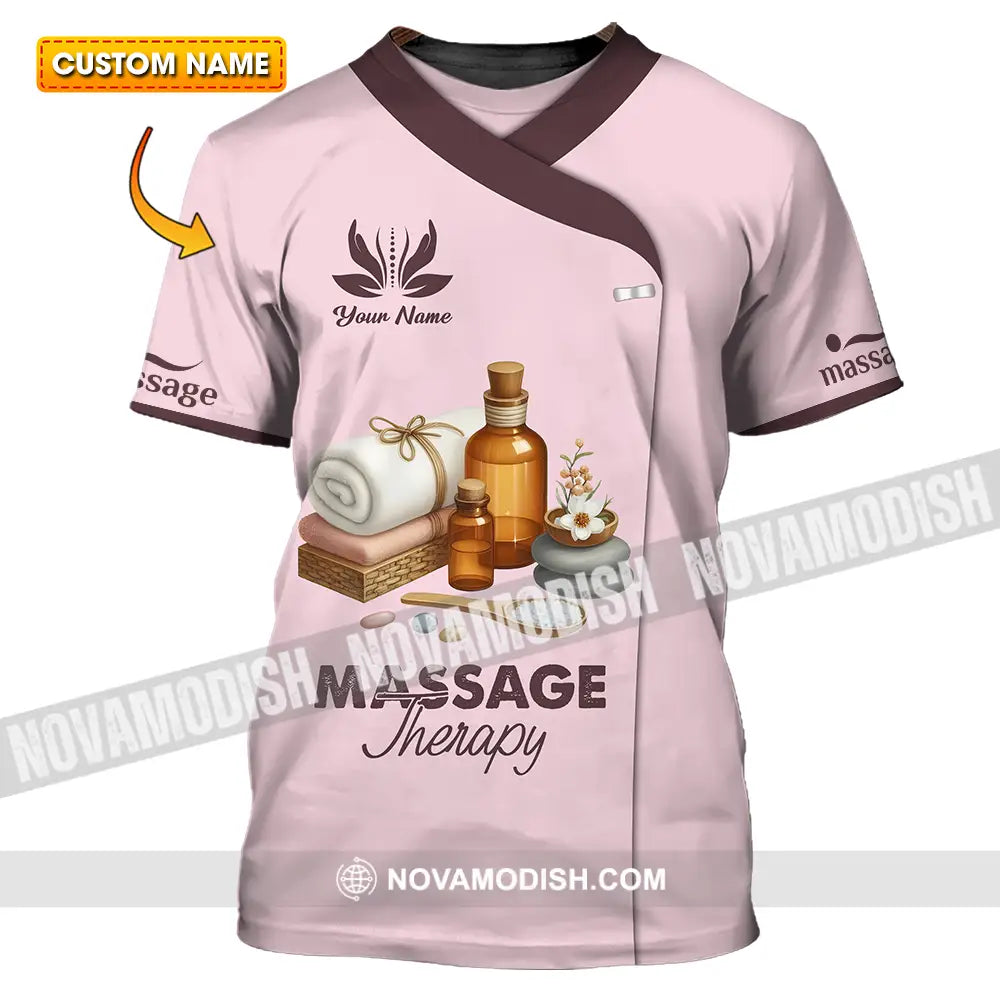 Unisex Shirt - Custom Name Massage Therapist Shirt Lotus T-shirt