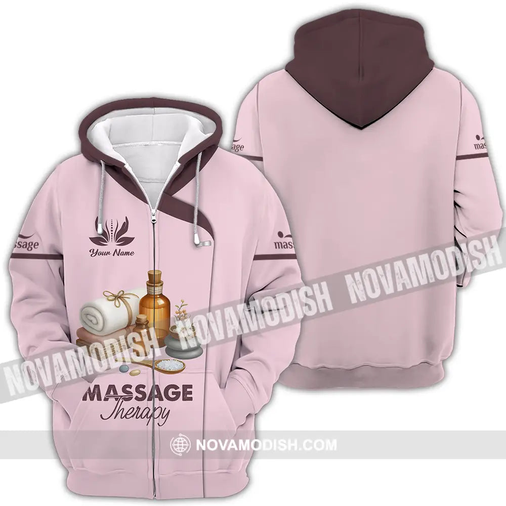 Unisex Shirt - Custom Name Massage Therapist Shirt Lotus Zipper Hoodie / S T-shirt