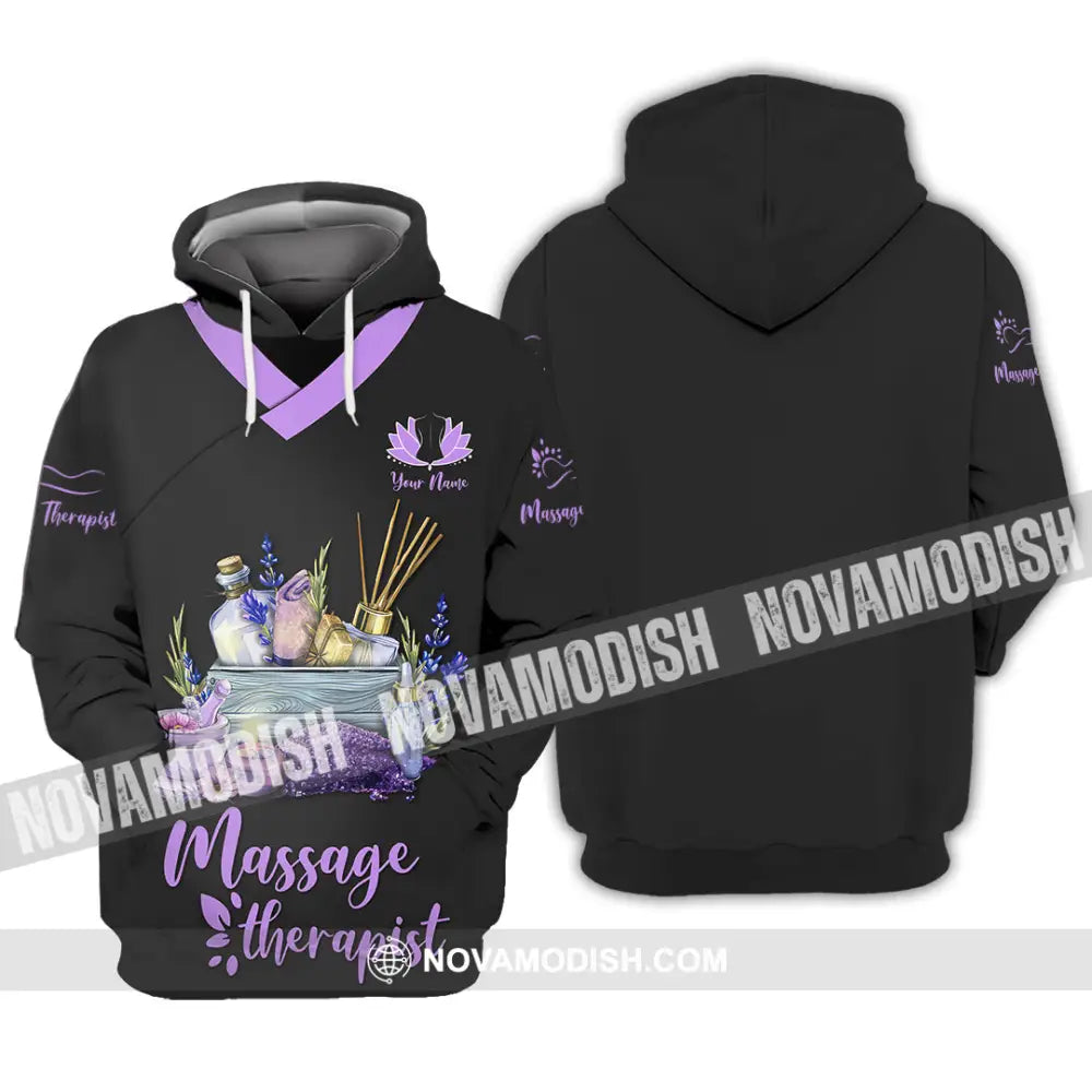 Unisex Shirt - Custom Name Massage Therapist Shirt Purple Line Hoodie / S T-shirt