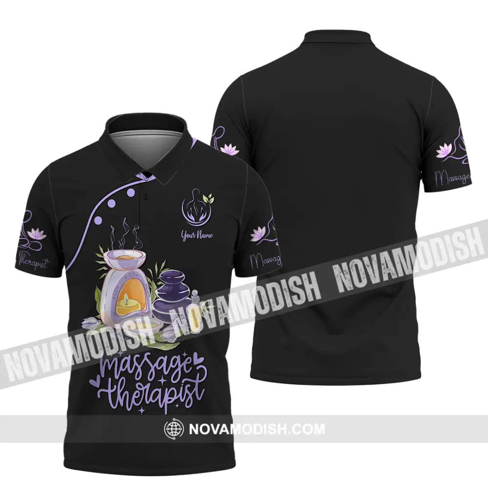 Unisex Shirt - Custom Name Massage Therapist Shirt Purple Massage Tools Polo Shirt / S T-shirt