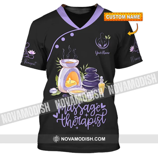 Unisex Shirt - Custom Name Massage Therapist Shirt Purple Massage Tools T-shirt