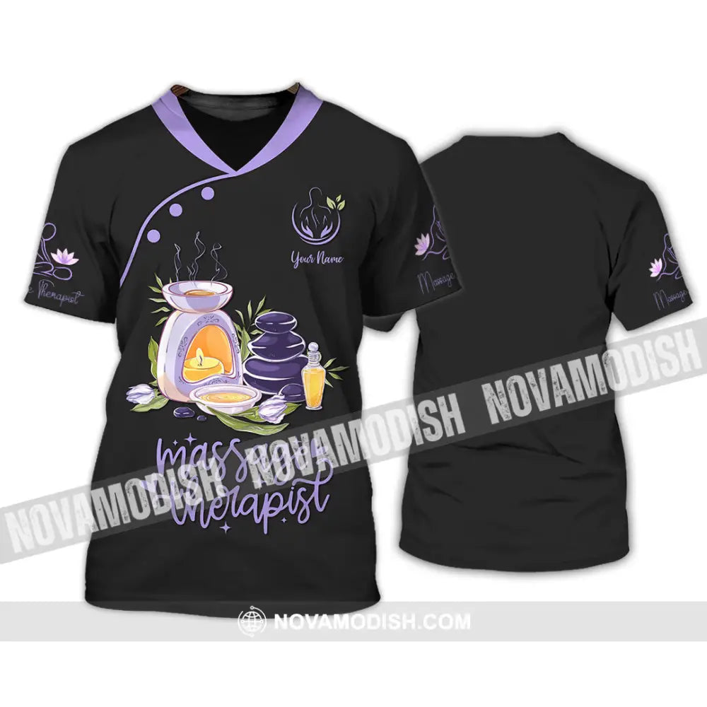 Unisex Shirt - Custom Name Massage Therapist Shirt Purple Massage Tools T-Shirt / S T-shirt