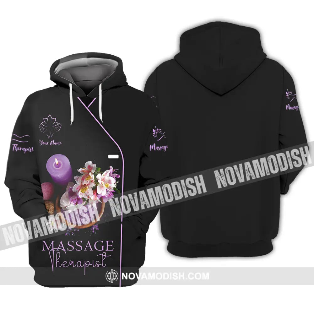 Unisex Shirt - Custom Name Massage Therapist Shirt Soft Purple Hoodie / S T-shirt