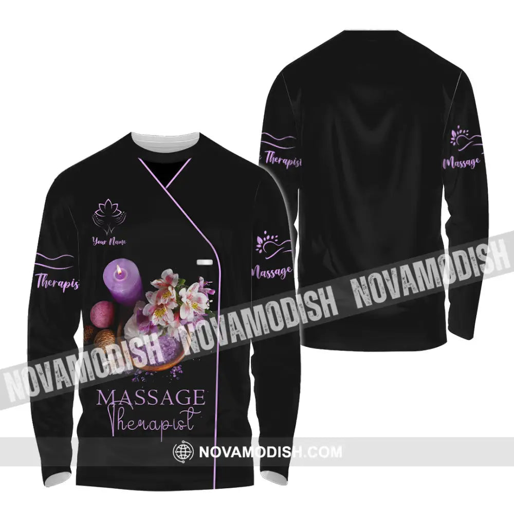 Unisex Shirt - Custom Name Massage Therapist Shirt Soft Purple Long Sleeve Shirt / S T-shirt