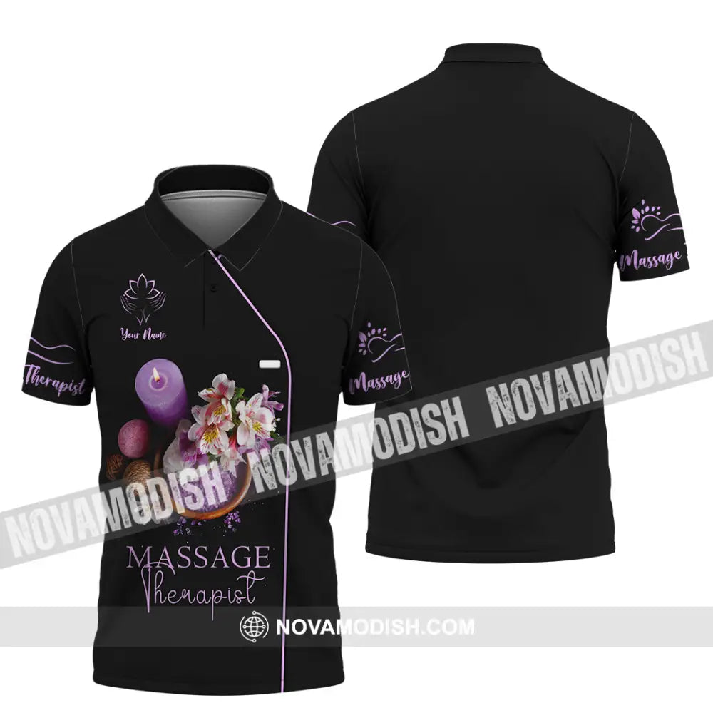 Unisex Shirt - Custom Name Massage Therapist Shirt Soft Purple Polo Shirt / S T-shirt