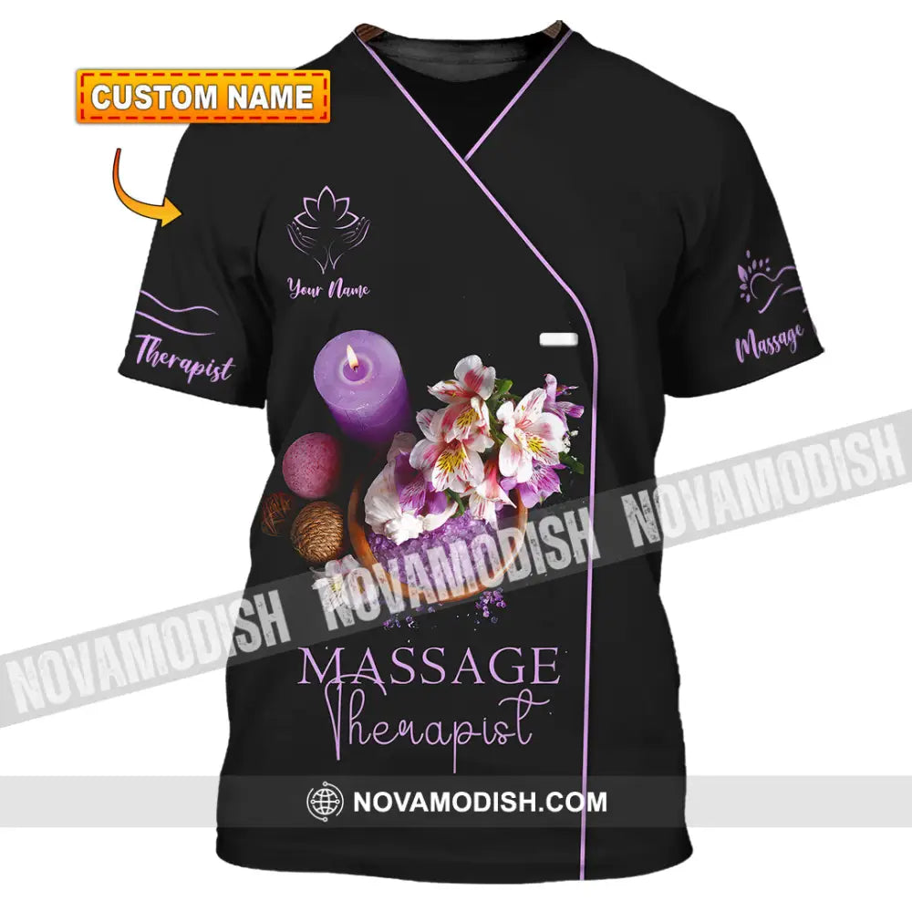 Unisex Shirt - Custom Name Massage Therapist Shirt Soft Purple T-shirt