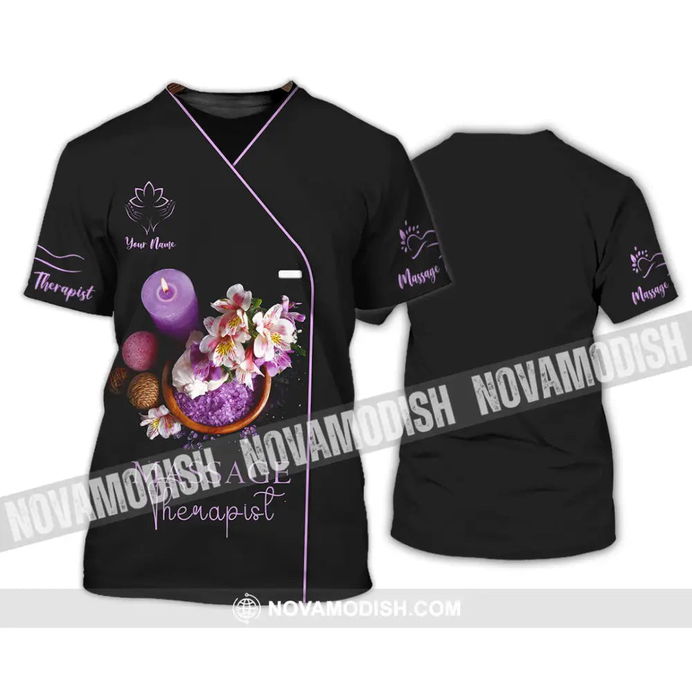 Unisex Shirt - Custom Name Massage Therapist Shirt Soft Purple T-Shirt / S T-shirt
