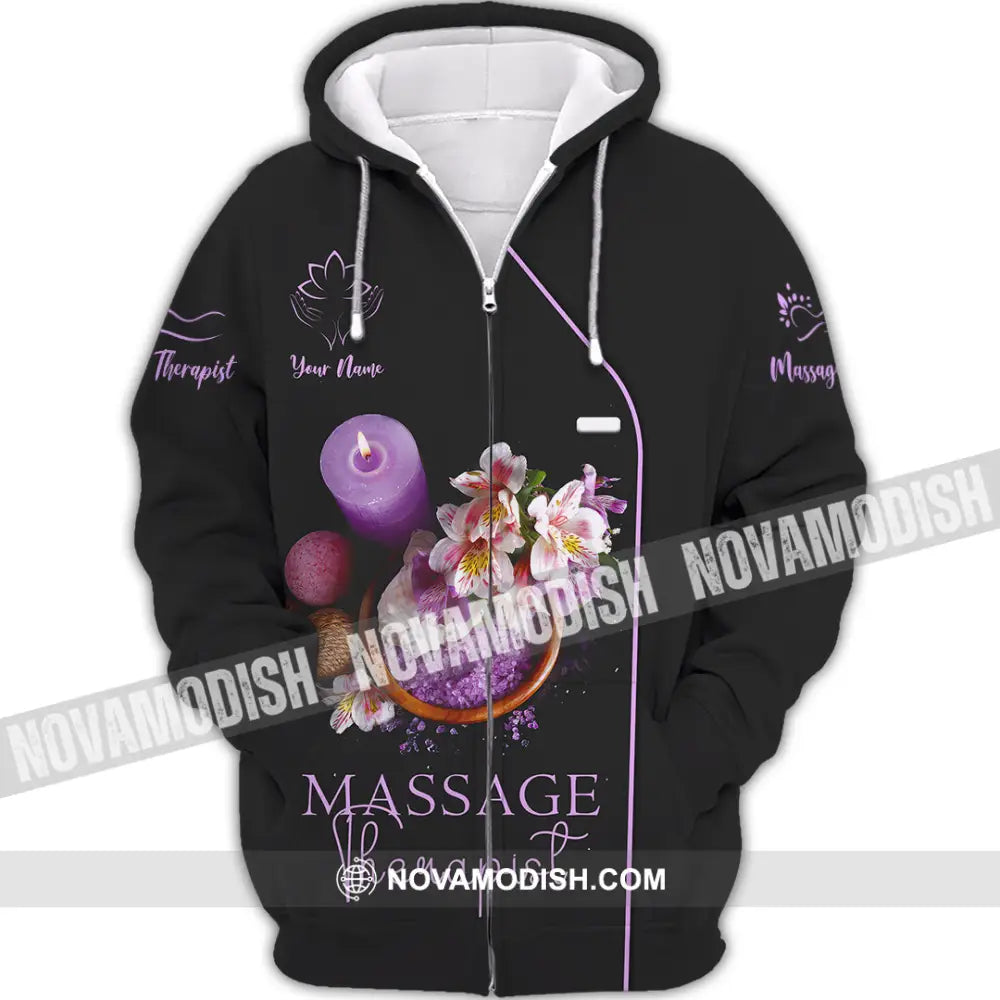 Unisex Shirt - Custom Name Massage Therapist Shirt Soft Purple Zipper Hoodie / S T-shirt