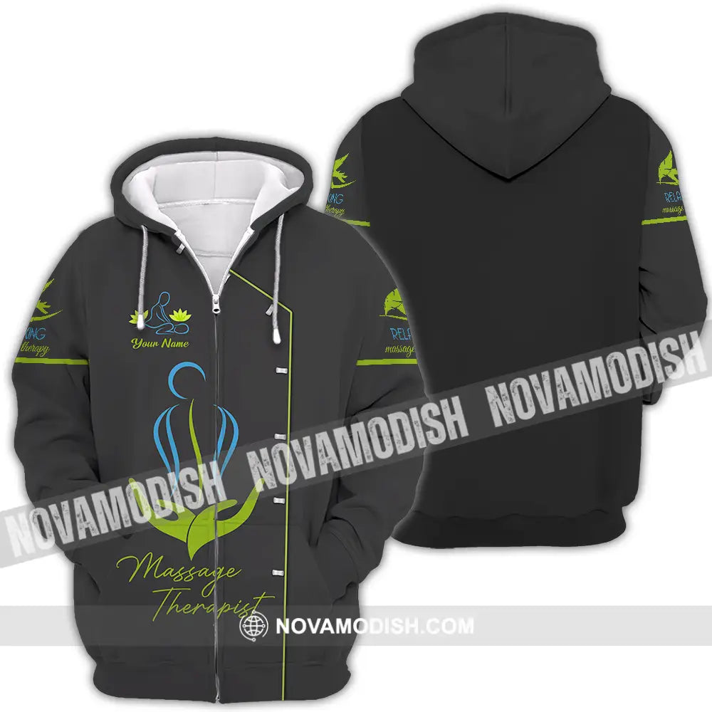 Unisex Shirt - Custom Name Shirt Massage Therapist Zipper Hoodie / S T-shirt