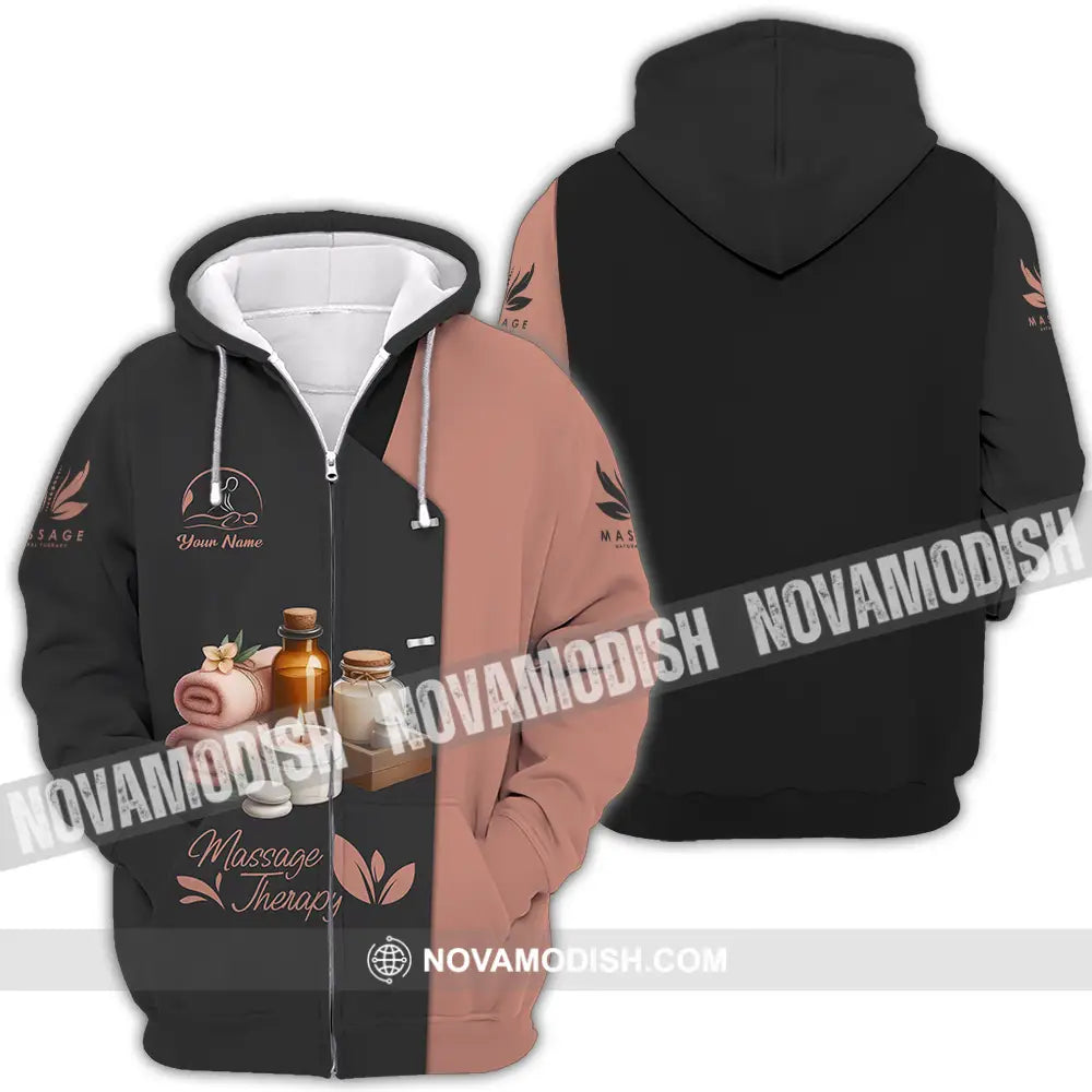 Unisex Shirt - Custom Name Massage Therapist Shirt Zipper Hoodie / S T-shirt