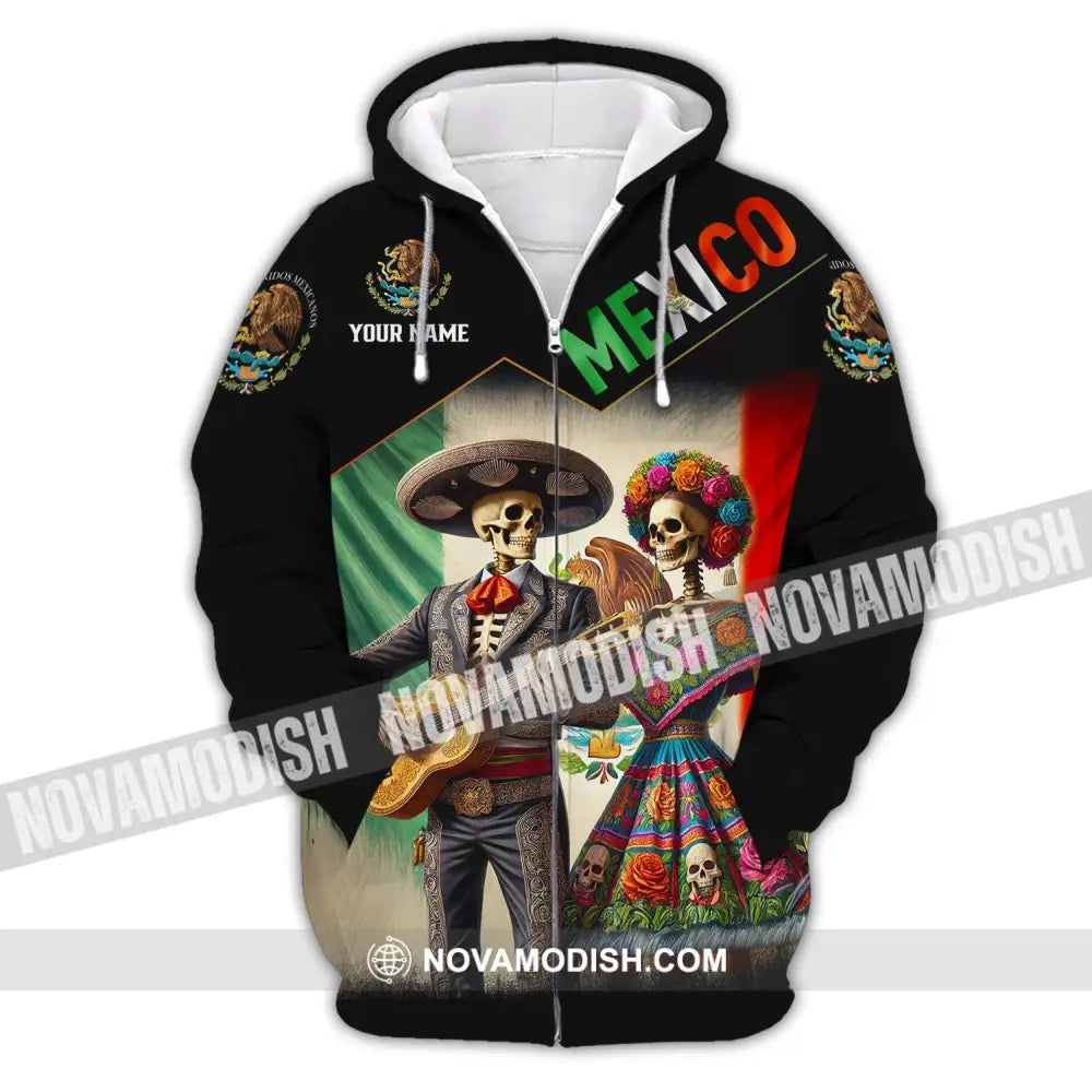 Unisex Shirt - Custom Name Mexico Couple Zipper Hoodie / S T-Shirt
