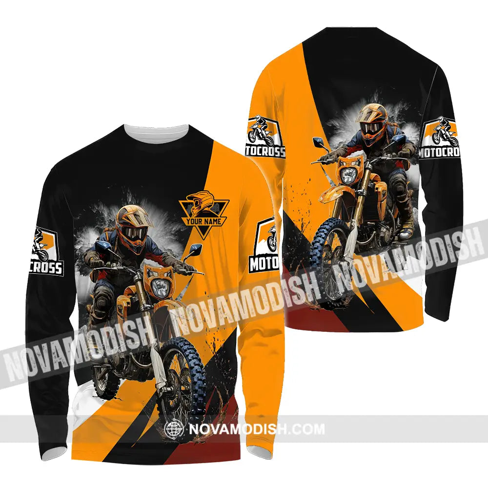 Unisex Shirt - Custom Name Motobike Shirt For Player Earth Color Long Sleeve Shirt / S T-shirt