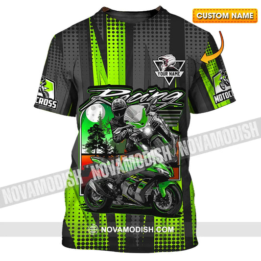 Unisex Shirt - Custom Name Motocross Shirt Racing Check T-shirt
