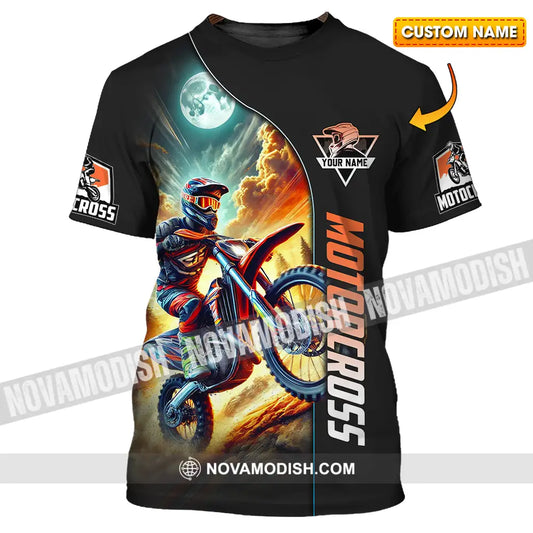 Unisex Shirt - Custom Name Motocross Shirt Racing Sky T-shirt