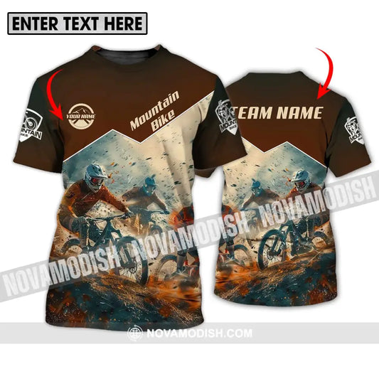 Unisex Shirt - Custom Name Mountain Bike Shirt Brown Biker T-shirt