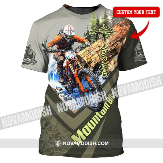 Unisex Shirt - Custom Name Mountain Bike Shirt For Player Forest Icon T-shirt