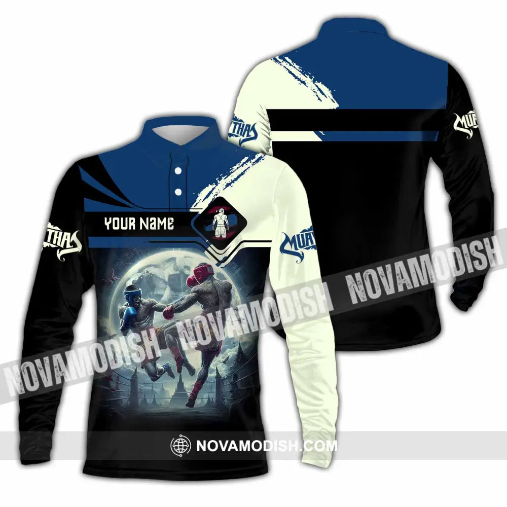 Unisex Shirt Custom Name Muay Thai Polo Long Sleeve / S T-Shirt