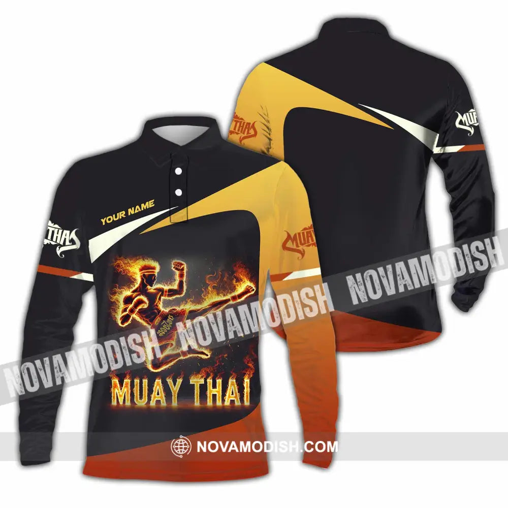 Unisex Shirt Custom Name Muay Thai Polo Long Sleeve / S T-Shirt