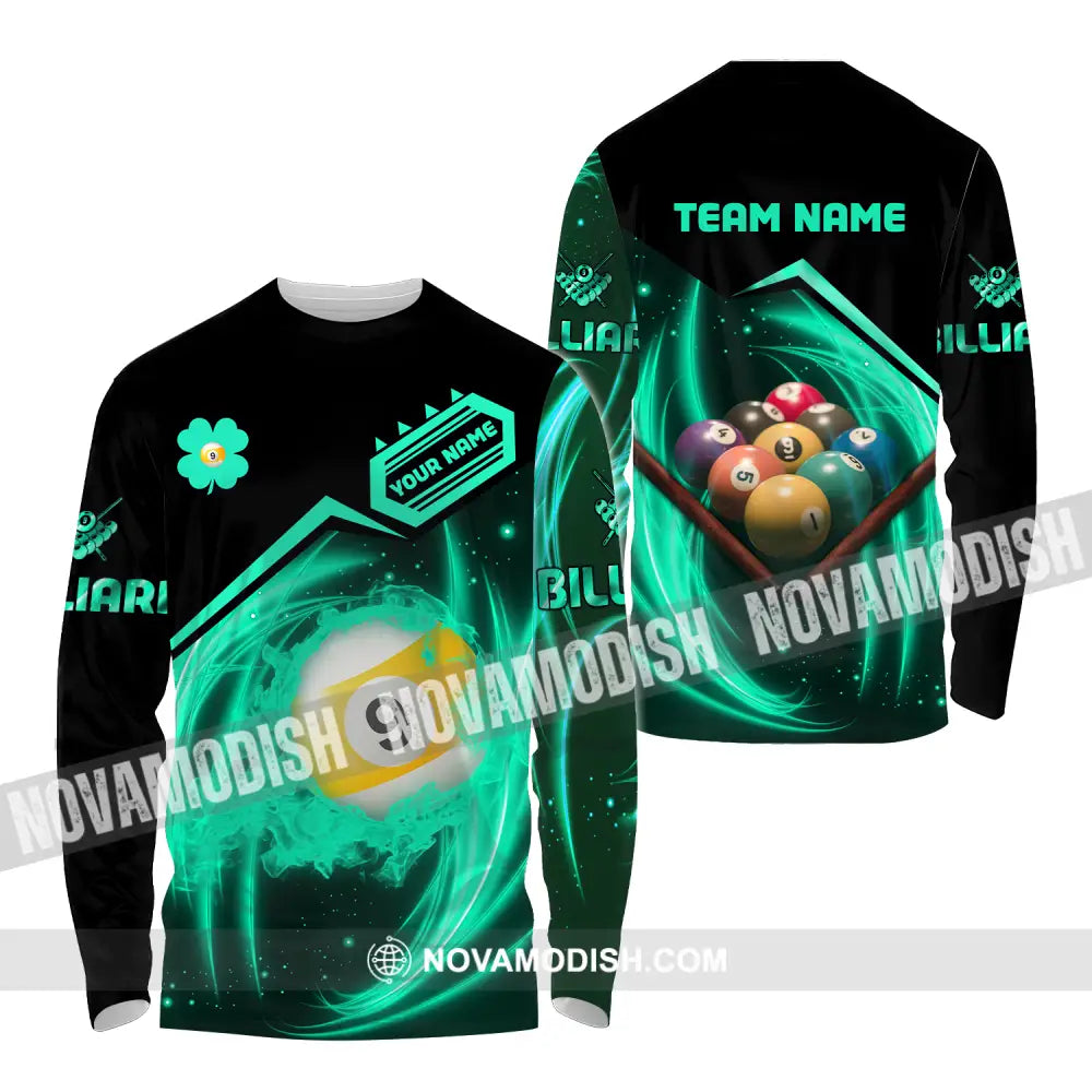 Unisex Shirt - Custom Name Neon Color Shirt Billiard Long Sleeve Shirt / S T-shirt
