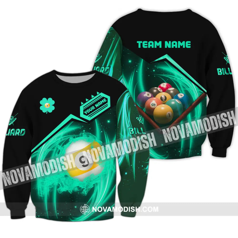 Unisex Shirt - Custom Name Neon Color Shirt Billiard Long Sleeve / S T-shirt