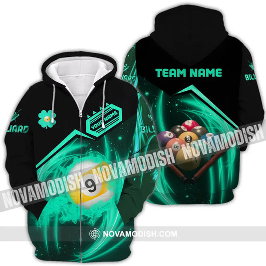 Unisex Shirt - Custom Name Neon Color Shirt Billiard Zipper Hoodie / S T-shirt