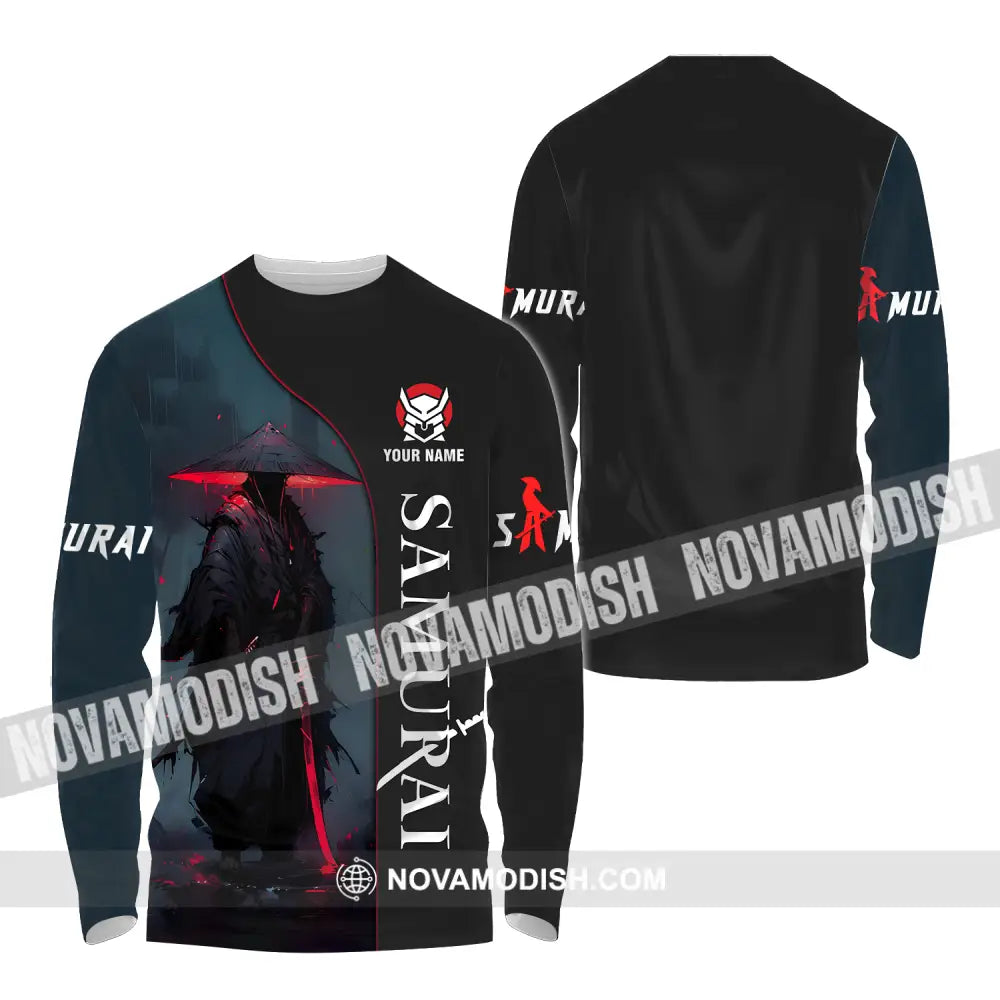 Unisex Shirt - Custom Name Night Samurai Shirt Long Sleeve Shirt / S T-shirt