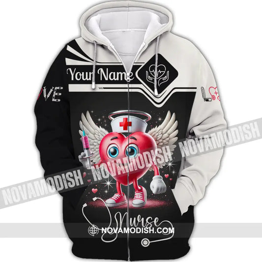 Unisex Shirt Custom Name Nurse Polo Long Sleeve Zipper Hoodie / S T-Shirt