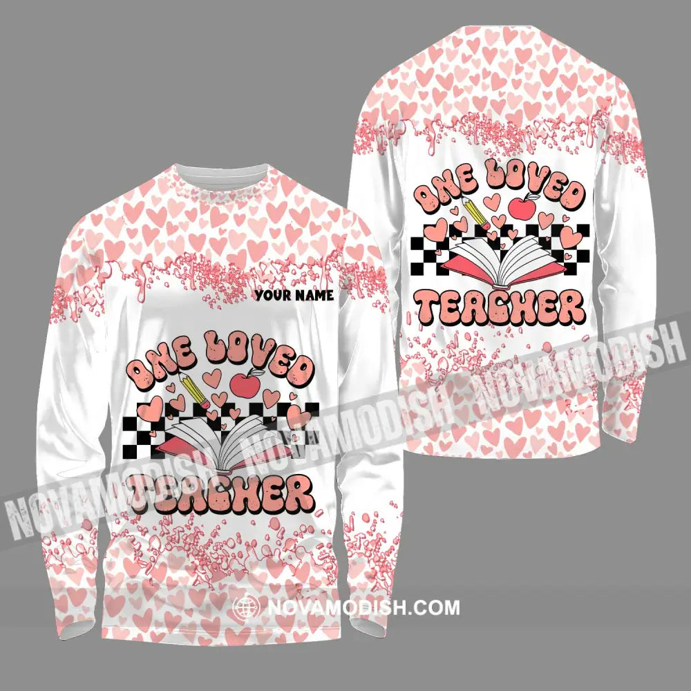 Unisex Shirt - Custom Name One Loved Teacher Shirt Long Sleeve Shirt / S T-shirt