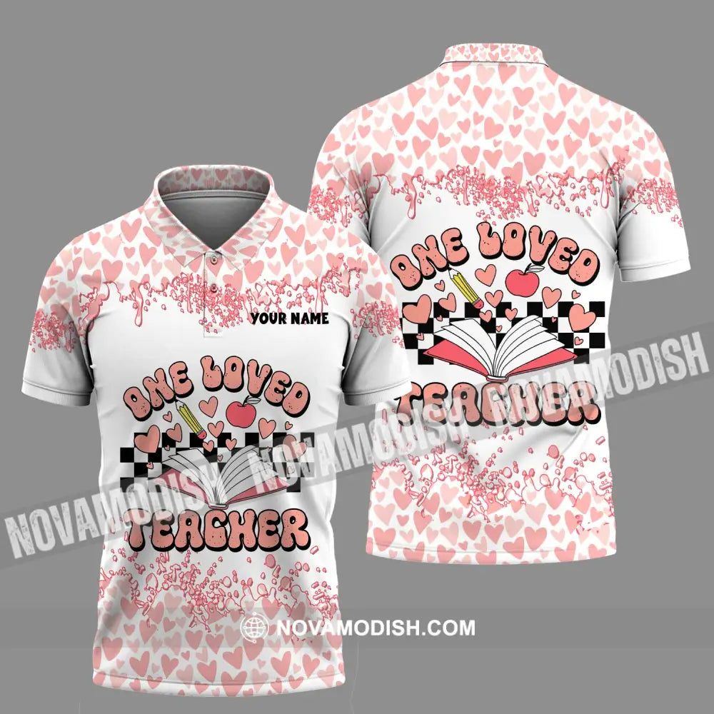 Unisex Shirt - Custom Name One Loved Teacher Shirt Polo Shirt / S T-shirt