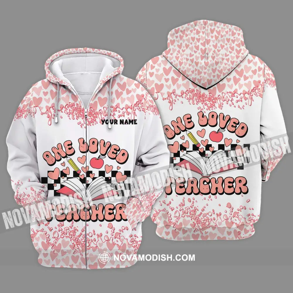 Unisex Shirt - Custom Name One Loved Teacher Shirt Zipper Hoodie / S T-shirt