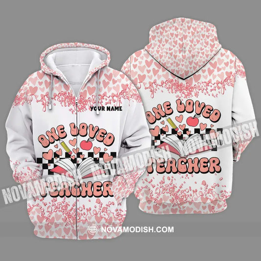 Unisex Shirt - Custom Name One Loved Teacher Shirt Zipper Hoodie / S T-shirt