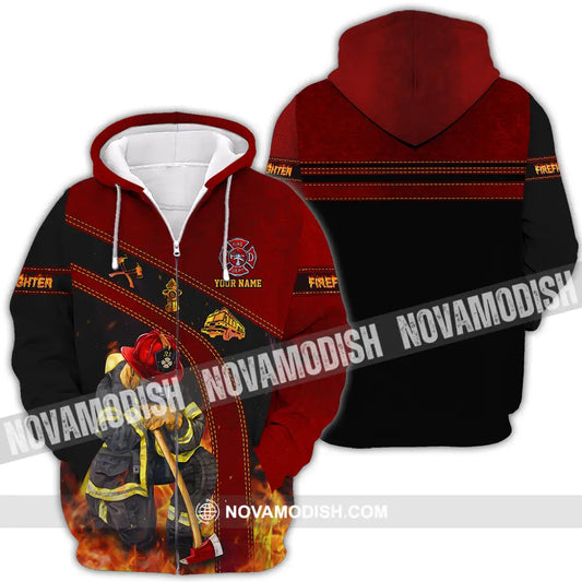 Unisex Shirt - Custom Name Shirt Patriot Day 911 Firefighter Zipper Hoodie / S T-shirt