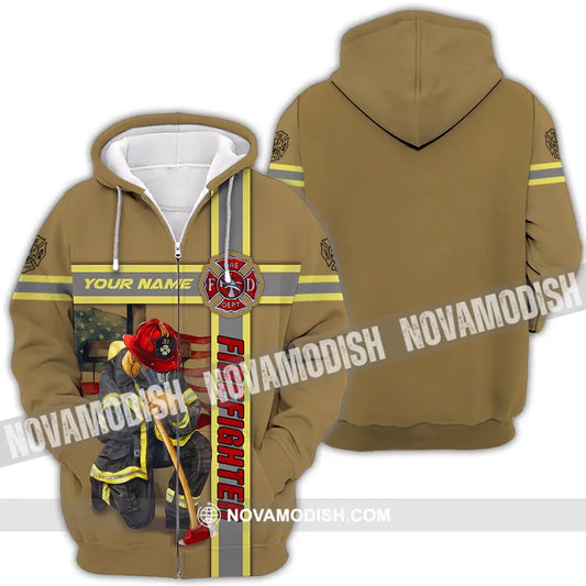 Unisex Shirt - Custom Name Patriot Day 911 Shirt Firefighter Zipper Hoodie / S T-shirt