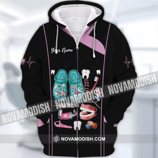 Unisex Shirt - Custom Name Shirt - Personalized Shirt - Dentist Design Shirt Zipper Hoodie / S T-shirt