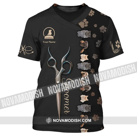 Unisex Shirt Custom Name Pet Groomer Grooming T-Shirt Shop Gift For Groomers / S